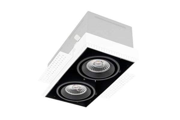 Led square dubbel trimless inbouwspot zwart - Afbeelding 6