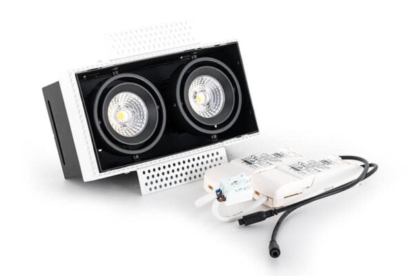 Led square dubbel trimless inbouwspot zwart - Afbeelding 5
