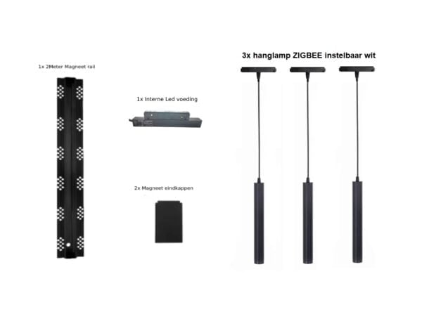 Set 3x hanglamp magneet rails 2m (SLIM) - Afbeelding 9