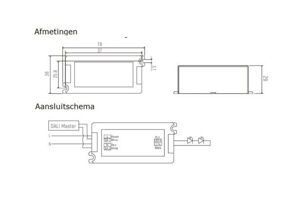 Mini dali driver 12V 12W/1a - Afbeelding 2
