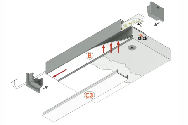 14mm verzonken led profiel voor gipsplaat en stucwerk - Enkelzijdig - Afbeelding 2