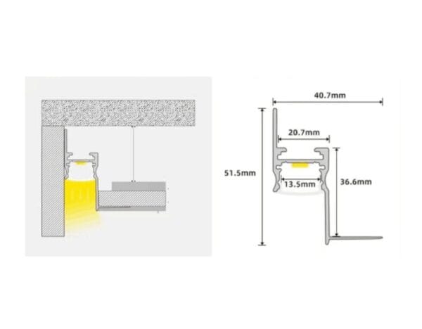 Trimless LED Koofprofiel Wand 2meter - Afbeelding 4